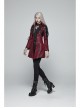 Stand-Up Metal Button Lace-Up Hot Rubber Sleeve Red Punk Leather Women Windbreaker