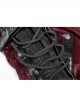 Stand-Up Metal Button Lace-Up Hot Rubber Sleeve Red Punk Leather Women Windbreaker