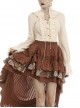 High Collar Front Chest Hollow-Out Lace-Up Frill Metal Retro Button Long Sleeve Lace Cuff White Punk Blouse