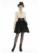 High Collar Front Chest Hollow-Out Lace-Up Frill Metal Retro Button Long Sleeve Lace Cuff White Punk Blouse