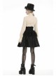 High Collar Front Chest Hollow-Out Lace-Up Frill Metal Retro Button Long Sleeve Lace Cuff White Punk Blouse