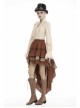 High Collar Front Chest Hollow-Out Lace-Up Frill Metal Retro Button Long Sleeve Lace Cuff White Punk Blouse