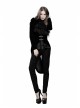 Stand-Up Collar Front Buckle Splice Lace Mesh Long Sleeve Black Gothic Gowns Blouse