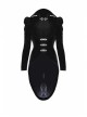 Stand-Up Collar Front Buckle Splice Lace Mesh Long Sleeve Black Gothic Gowns Blouse