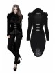 Stand-Up Collar Front Buckle Splice Lace Mesh Long Sleeve Black Gothic Gowns Blouse