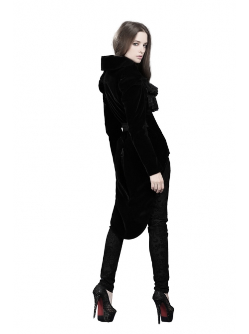 Stand-Up Collar Front Buckle Splice Lace Mesh Long Sleeve Black Gothic Gowns Blouse