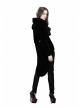 Stand-Up Collar Front Buckle Splice Lace Mesh Long Sleeve Black Gothic Gowns Blouse