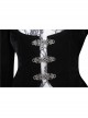 Stand-Up Collar Front Buckle Splice Lace Mesh Long Sleeve Black Gothic Gowns Blouse