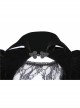 Stand-Up Collar Front Buckle Splice Lace Mesh Long Sleeve Black Gothic Gowns Blouse