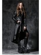 Front Button Long Sleeve Metal Eyelets Cap Dovetail Hem Black Gothic Leather Jacket