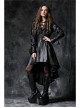 Front Button Long Sleeve Metal Eyelets Cap Dovetail Hem Black Gothic Leather Jacket