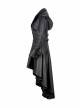 Front Button Long Sleeve Metal Eyelets Cap Dovetail Hem Black Gothic Leather Jacket