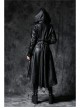 Front Button Long Sleeve Metal Eyelets Cap Dovetail Hem Black Gothic Leather Jacket