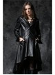 Front Button Long Sleeve Metal Eyelets Cap Dovetail Hem Black Gothic Leather Jacket