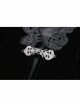 Woven Collar Swallow Shoulder Metal Buckle Long Sleeve Black Gothic Velvet Blouse