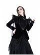 Woven Collar Swallow Shoulder Metal Buckle Long Sleeve Black Gothic Velvet Blouse