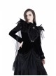 Woven Collar Swallow Shoulder Metal Buckle Long Sleeve Black Gothic Velvet Blouse