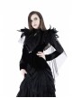 Woven Collar Swallow Shoulder Metal Buckle Long Sleeve Black Gothic Velvet Blouse