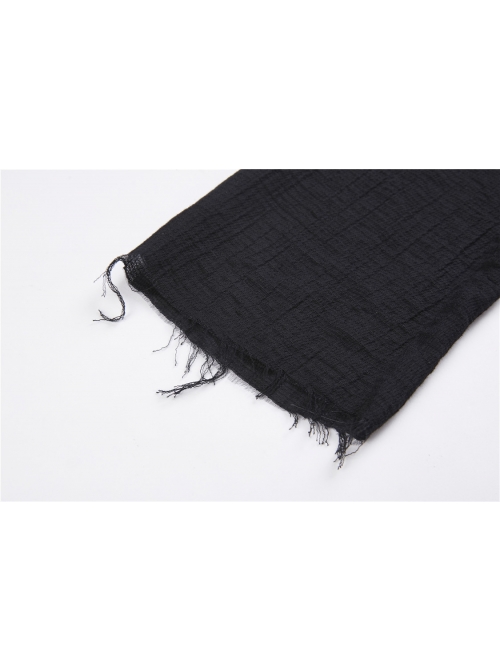 Black Long Sleeve Burr Cuff Irregular Splice Mesh Hem Punk Hooded Long Coat