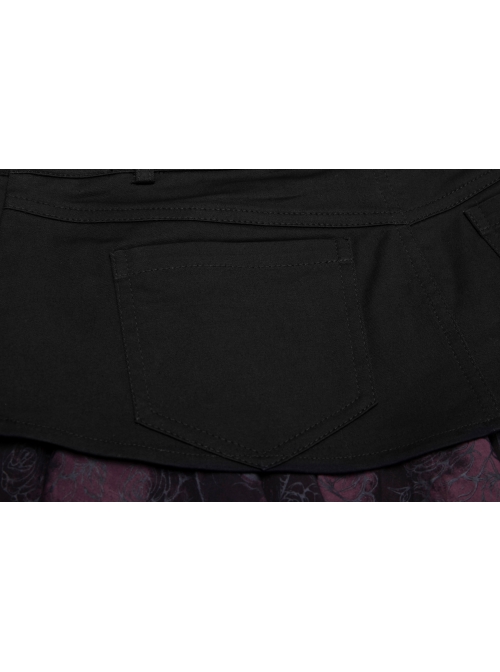 Steam Punk Female Flower Printed Stitching Irregular Hem Skirt