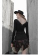 Steam Punk Female Flower Printed Stitching Irregular Hem Skirt