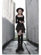 Steam Punk Female Flower Printed Stitching Irregular Hem Skirt