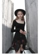 Steam Punk Female Flower Printed Stitching Irregular Hem Skirt