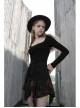 Steam Punk Female Flower Printed Stitching Irregular Hem Skirt
