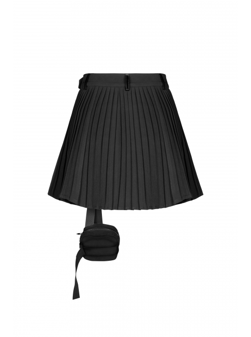 Steam Punk Female Black Bag Stitching Pleated Skirt