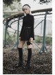 Steam Punk Female Black Bag Stitching Pleated Skirt