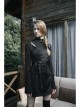 Steam Punk Female Black PU Leather Belt Strap Dress