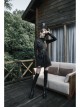 Steam Punk Female Black PU Leather Belt Strap Dress