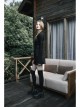 Steam Punk Female Black PU Leather Belt Strap Dress