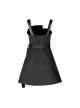 Steam Punk Female Black High Waist Belted PU Leather Strap Irregular Dress