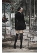 Steam Punk Female Black High Waist Belted PU Leather Strap Irregular Dress