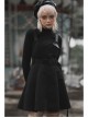 Steam Punk Female Black High Waist Belted PU Leather Strap Irregular Dress