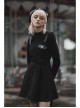 Steam Punk Female Black High Waist Belted PU Leather Strap Irregular Dress