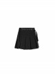 Steam Punk Female Casual Black Metal Buckle Pleated Skirt