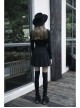 Steam Punk Female Casual Black Metal Buckle Pleated Skirt