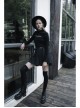 Steam Punk Female Casual Black Metal Buckle Pleated Skirt
