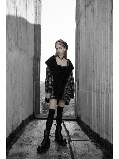 Steam Punk Female Black Velvet Close Fitting Strap Dress