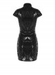 Cyber Punk Female Elastic Dark Patterned Hollow Fitted Dress