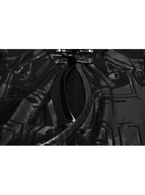 Cyber Punk Female Elastic Dark Patterned Hollow Fitted Dress