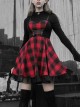 Steam Punk Female Lattice Plaid Stitching Binding Strap Dress