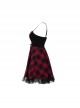 Steam Punk Female Lattice Plaid Stitching Binding Strap Dress