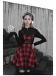 Steam Punk Female Lattice Plaid Stitching Binding Strap Dress
