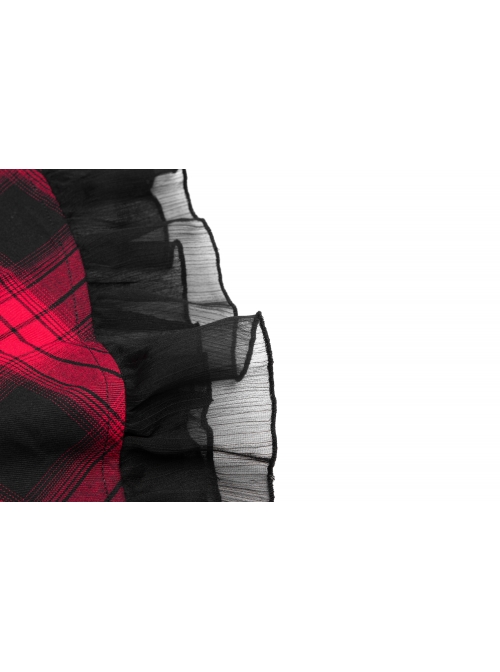 Steam Punk Female Lattice Plaid Stitching Binding Strap Dress