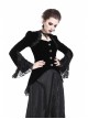 Embroidery Collar Front Metal Retro Button Long Sleeve Lace Hem Black Gothic Velvet Jacket