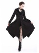 Embroidery Fur Collar Front Buckle Long Sleeve Frill Hem Black Gothic Coat