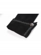 Front Chest Weave Strap Metal Retro Button Long Sleeve Pleated Hem Black Gothic Velvet Jacket